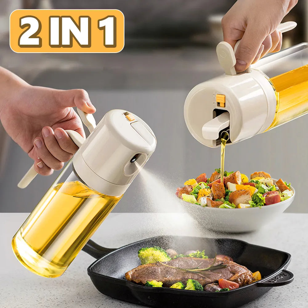 2 In 1 Oil Sprayer Bottle BBQ Cooking Oil Dispenser Olive Oil Pourers Sprayer Kitchen Baking Oil Mister Vinegar Bottle - Essential Picks Emporium