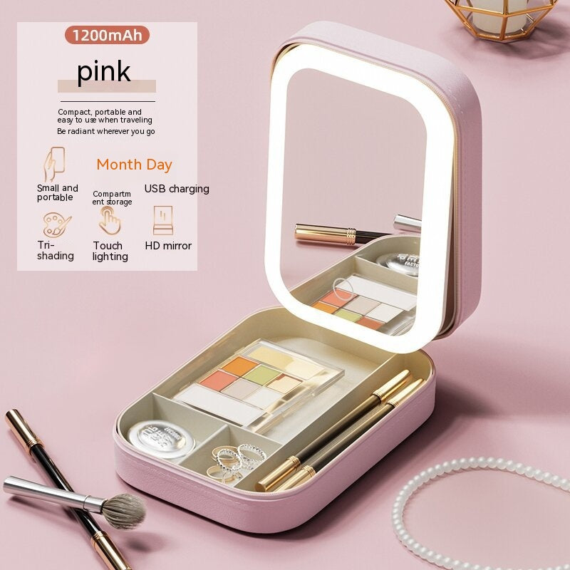 Makeup Storage Box with LED Light Mirror - Essential Picks Emporium